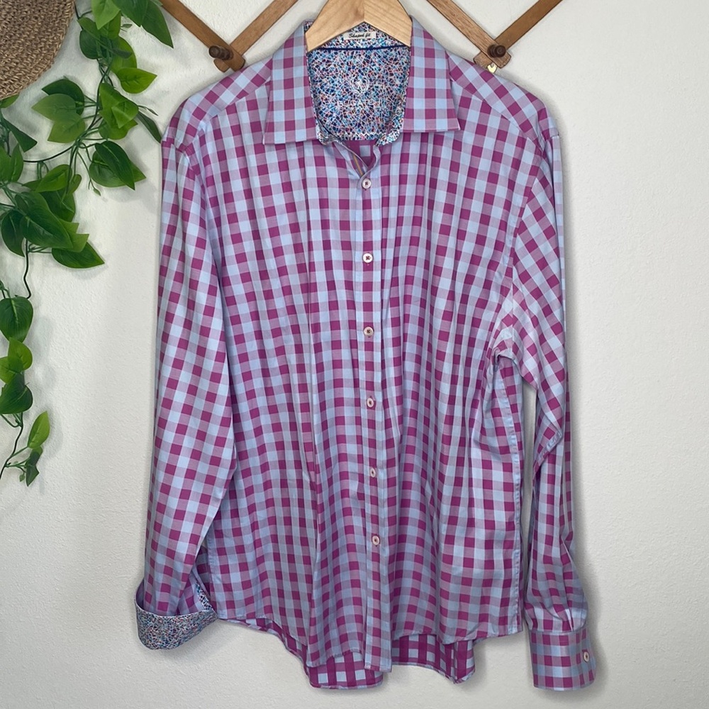 Bugatchi Uomo Checkered Button Down Shirt Large - image 1
